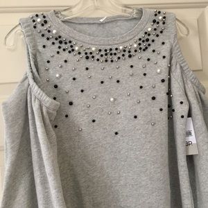 Cold-shoulder Gray sweatshirt dress/long top